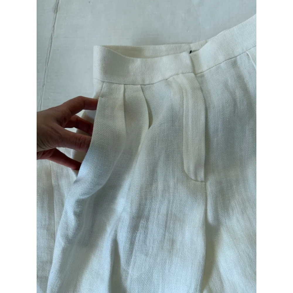 NWT Women's Massimo Dutti White Linen Trousers Size 4 - Picture 5 of 13